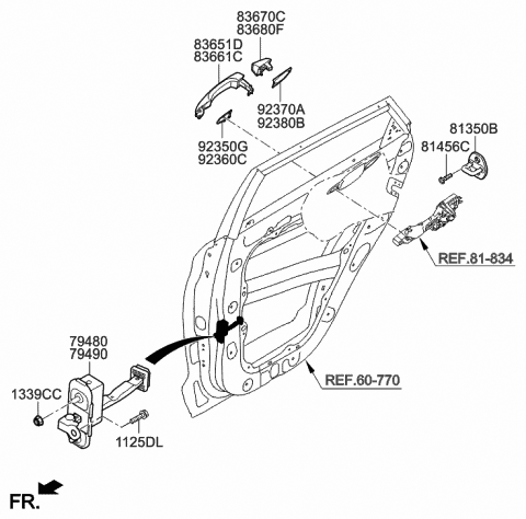 2015 Hyundai Tucson Checker Assembly-Rear Door,RH Diagram for 79490-D3000