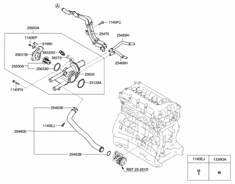 Coolant Pipe & Hose - 2016 Hyundai Tucson Gas