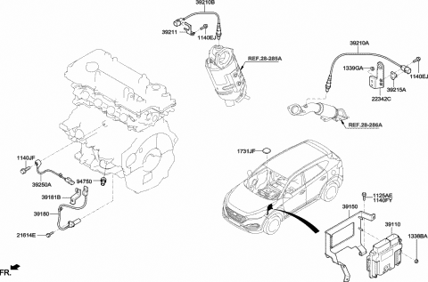 2015 Hyundai Tucson Engine Control Module Unit Diagram for 39133-2ETA9