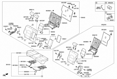 2016 Hyundai Tucson Rear Seat Cushion Covering Assembly Diagram for 89170-D3000-T8R