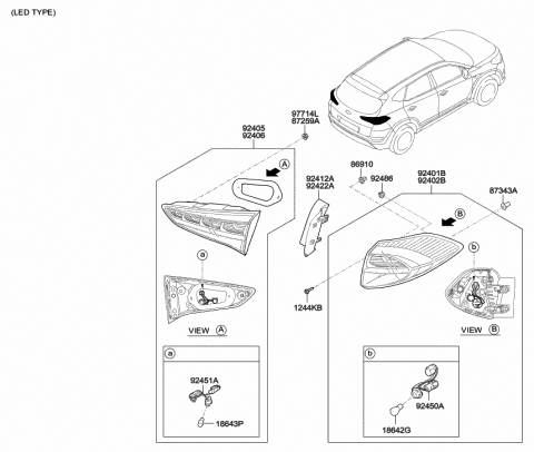 Rear Combination Lamp - 2017 Hyundai Tucson Gas