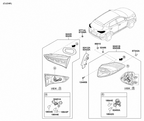 Left Genuine Hyundai 92403-28051 Combination Lamp with Lens and Housing Rear Left Genuine Hyundai 92403-28051 Combination Lamp with Lens and Housing Rear