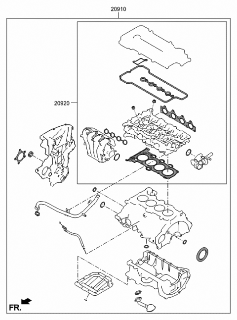 2015 Hyundai Tucson Gasket Kit-Engine Overhaul Diagram for 20910-2EU10