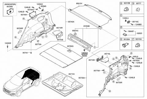 Genuine Hyundai 85730-39011 Luggage Trim Assembly Right