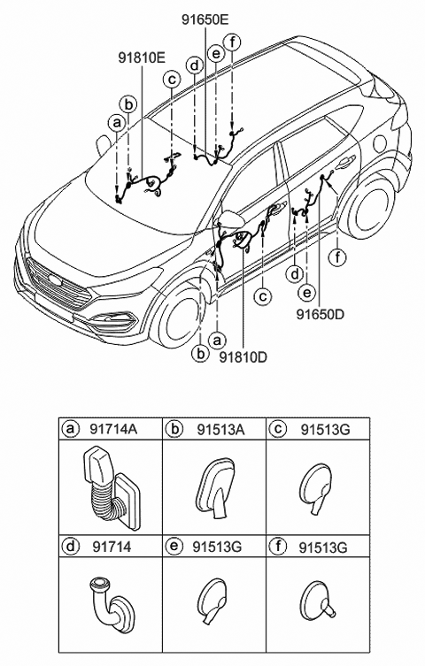 2015 Hyundai Tucson Wiring Assembly-Rear Door LH Diagram for 91650-D3090