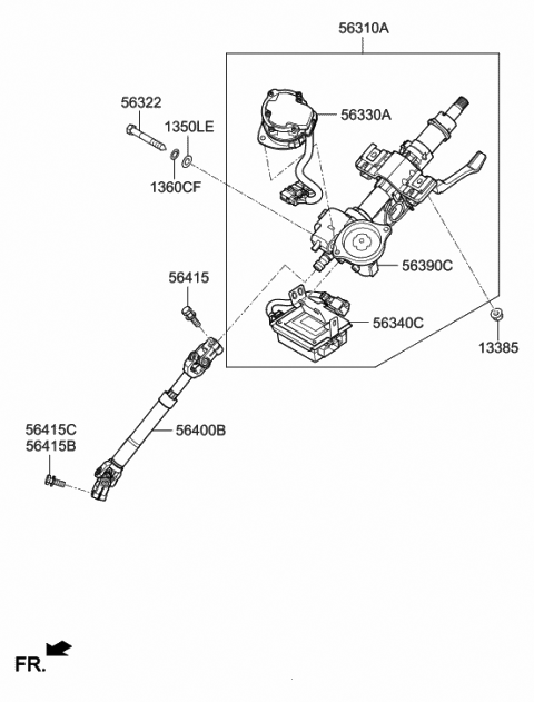 2018 Hyundai Tucson Column Assembly-Steering Diagram for 56310-D3250