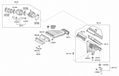 2015 Hyundai Tucson Duct Assembly-Air Diagram for 28210-D3200
