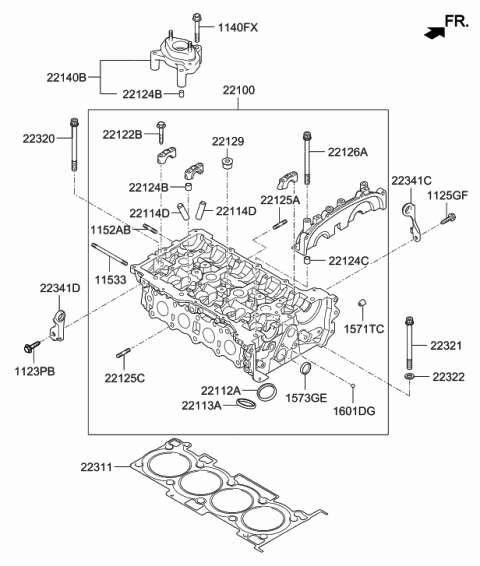 2016 Hyundai Tucson Bolt-Cylinder Head Diagram for 22321-2E000