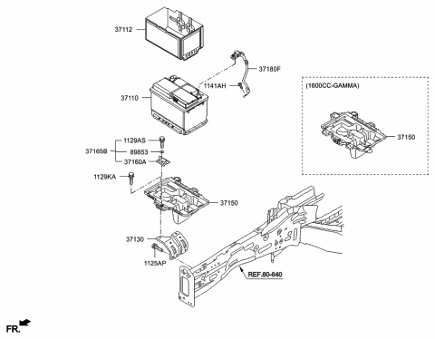 2015 Hyundai Tucson Battery Assembly Diagram for 37110-1R680