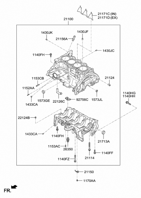 2016 Hyundai Tucson Pin-Dowel Diagram for 14303-08140