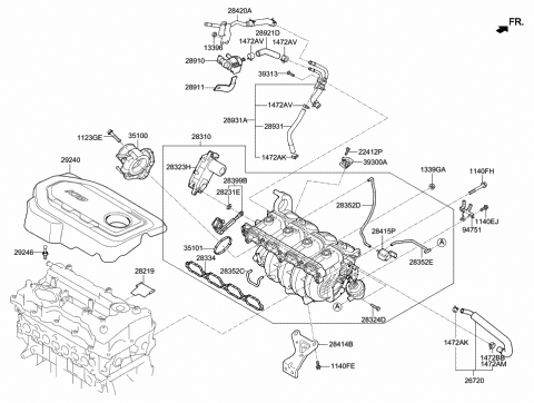 2018 Hyundai Tucson Gasket-Etc Actuator Diagram for 28313-2B700