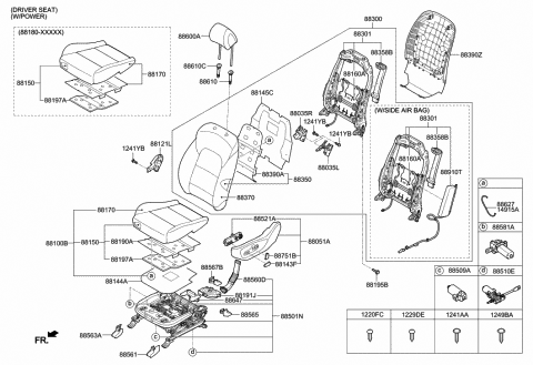 2018 Hyundai Tucson Front Left-Hand Seat Back Covering Assembly Diagram for 88360-D3070-T7Y