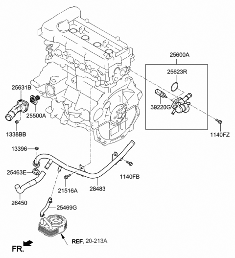 Genuine Hyundai 25600-39650 Coolant Temperature Control Assembly 