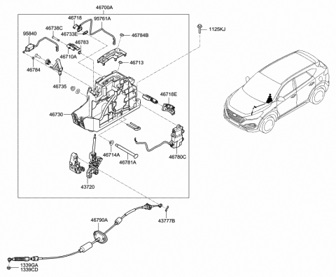 2015 Hyundai Tucson Lever-Gear Shift Diagram for 46710-D3000