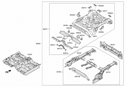 2015 Hyundai Tucson Panel Complete-Rear Floor Diagram for 65500-D3000
