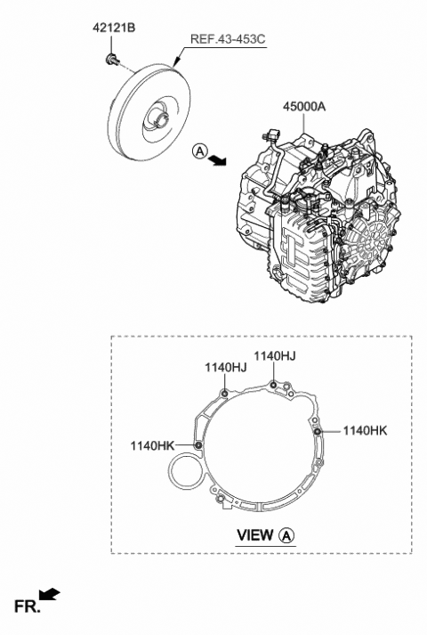 2015 Hyundai Tucson Ata & Torque Converter Assembly Diagram for 45000-3BWD0