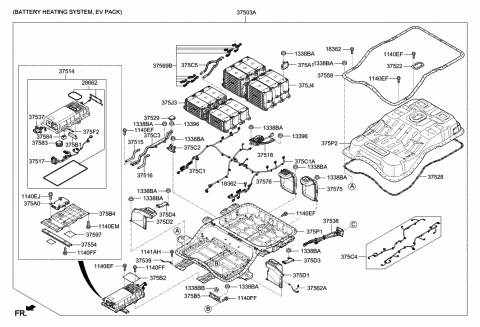 2018 Hyundai Ioniq Battery Module Assembly-Type D Diagram for 375J4-G7050