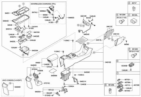 2018 Hyundai Ioniq Cover Assembly-Console Rear Diagram for 84670-G7100-WMP