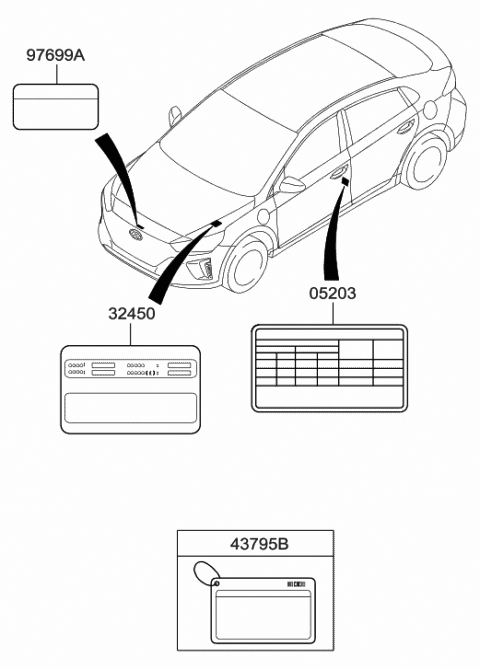2018 Hyundai Ioniq Label-Refrigerant Diagram for 97699-G7000