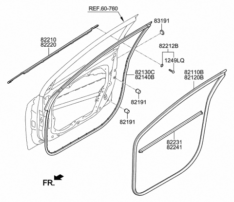 Genuine Hyundai 83210-33010 Door Belt Weatherstrip Assembly Genuine Hyundai 83210-33010 Door Belt Weatherstrip Assembly