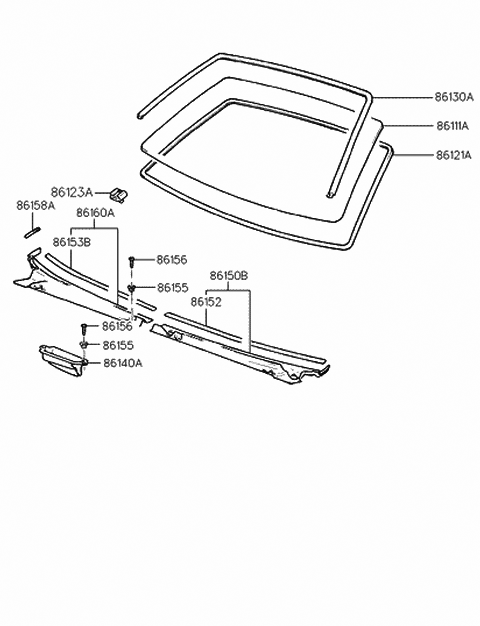 Left Genuine Hyundai 86153-38000 Windshield Cowl Top Cover Strip Upper Left Genuine Hyundai 86153-38000 Windshield Cowl Top Cover Strip Upper