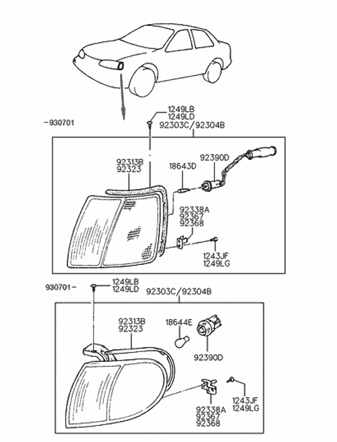 Left Front Genuine Hyundai 92303-28550 Combination Lamp Assembly Left Front Genuine Hyundai 92303-28550 Combination Lamp Assembly