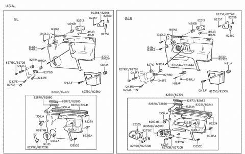 1995 Hyundai Elantra Nut-Armrest Mounting Diagram for 82719-24000