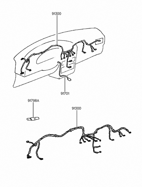1994 Hyundai Elantra Wiring Assembly-Air Bag Diagram for 91701-28000