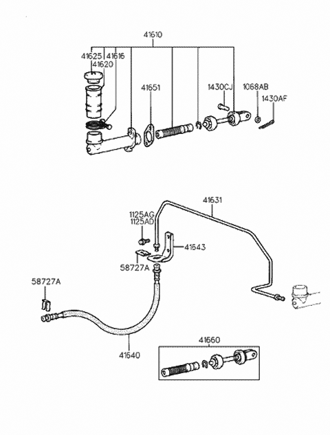 1991 Hyundai Elantra Bracket-Manual TRANSAXLE Clutch Hose & Tub Diagram for 41643-28000
