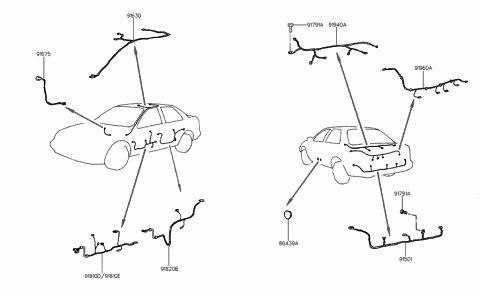 1995 Hyundai Elantra Wiring Assembly-Rear Door Diagram for 91820-28200