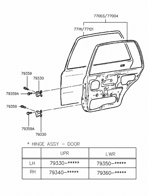 1991 Hyundai Elantra Panel-Rear Door Outer,LH Diagram for 77111-28061