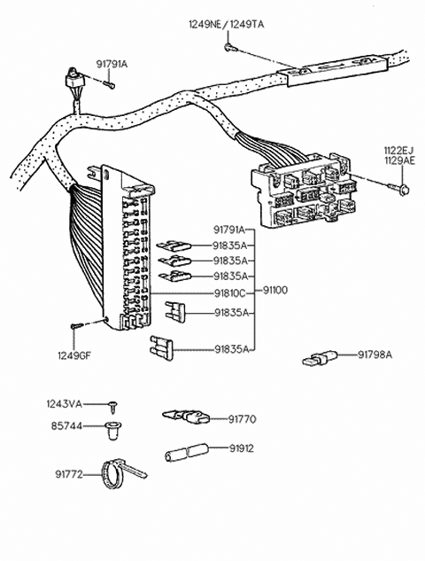 1994 Hyundai Elantra Wiring Assembly-Main Diagram for 91130-28040