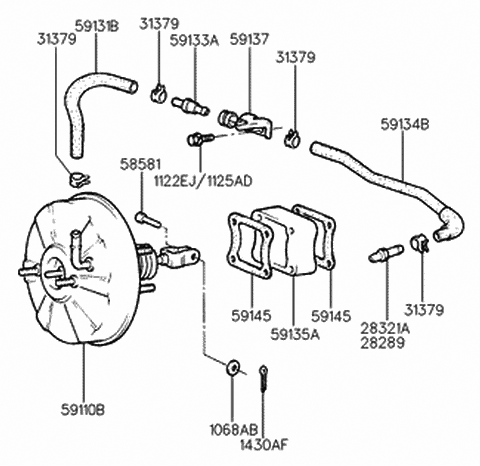 Genuine Hyundai 59131-33150 Brake Booster Vacuum Hose Genuine Hyundai 59131-33150 Brake Booster Vacuum Hose