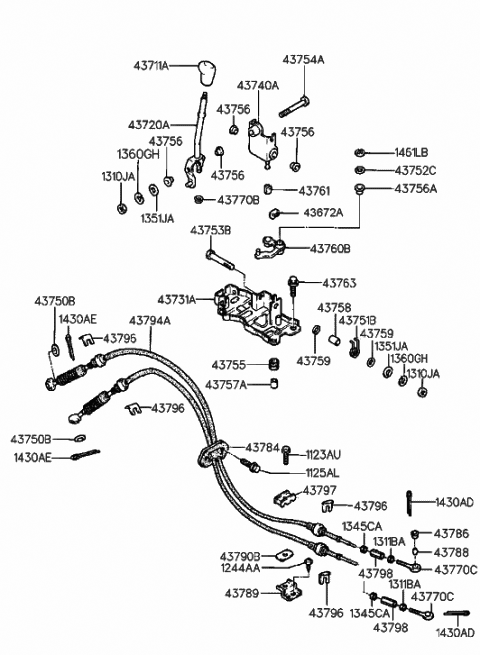1993 Hyundai Elantra Bracket-Shift Lever Diagram for 43730-28001
