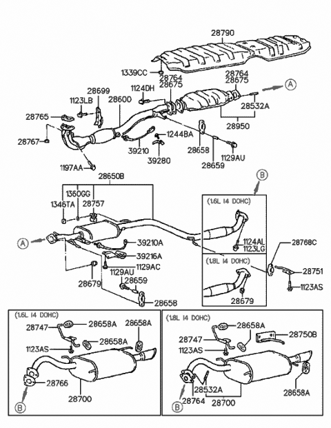 1991 Hyundai Elantra Center Exhaust Pipe Diagram for 28650-28485
