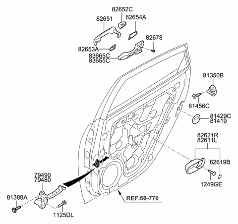 Interior Right Genuine Hyundai 82621-2H000-4W Door Handle Housing Assembly Interior Right Genuine Hyundai 82621-2H000-4W Door Handle Housing Assembly