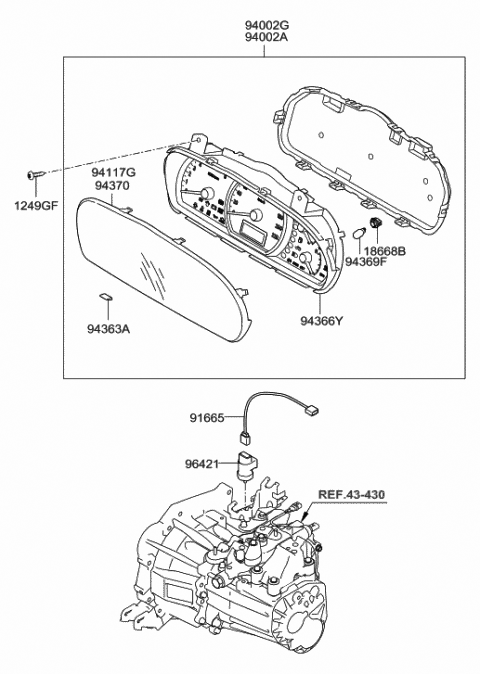 2009 Hyundai Elantra Cluster Assembly-Instrument(Mph) Diagram for 94001-2H011