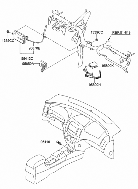 2010 Hyundai Elantra Burglar Alarm Antenna Assembly Diagram for 95411-2H100