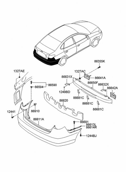 Rear Genuine Hyundai 86690-2L300 Bumper Cover Assembly Rear Genuine Hyundai 86690-2L300 Bumper Cover Assembly