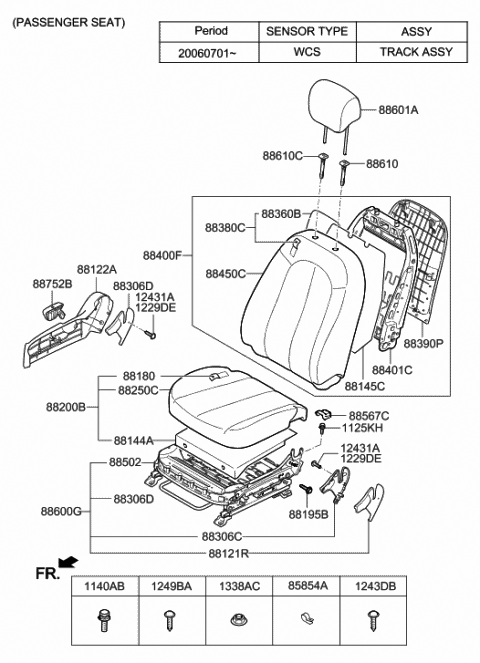2010 Hyundai Elantra Track Assembly-Front Seat Passenger Diagram for 88600-2H550-9P