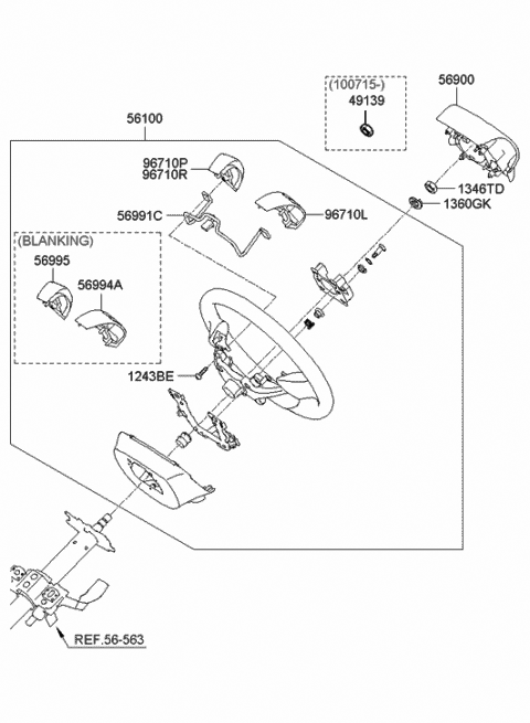 2006 Hyundai Elantra Steering Remote Control Switch Assembly, Right Diagram for 96700-2H400-S4