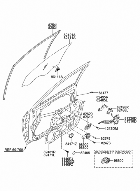 2009 Hyundai Elantra Motor Assembly-Power Window Regulator,LH Diagram for 82450-2H000
