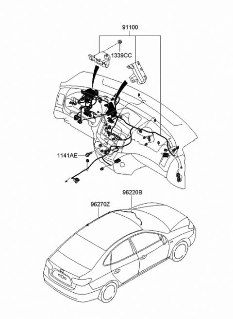 2009 Hyundai Elantra Wiring Assembly-Main Diagram for 91150-2H541
