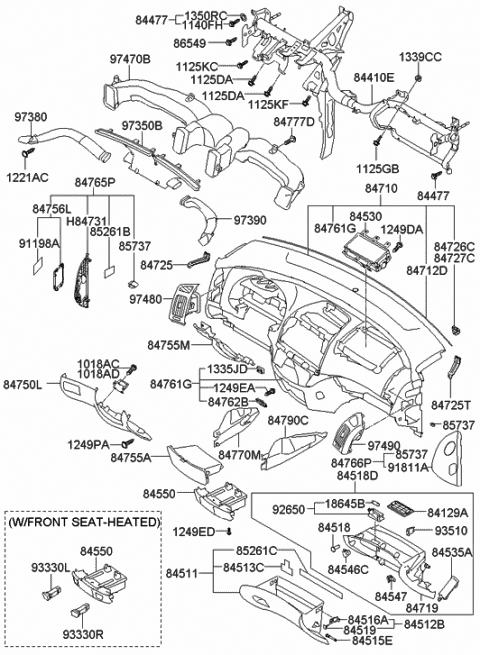 2006 Hyundai Elantra Knob Assembly-Crash Pad Lower Tray Diagram for 84762-2H000-4W