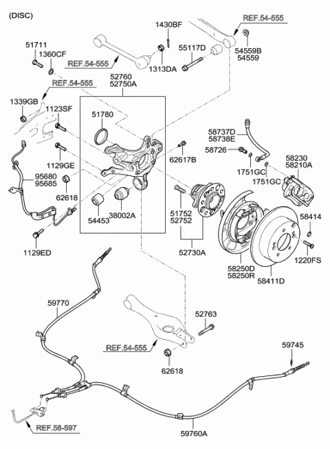 2007 Hyundai Elantra Rear Wheel Hub And Bearing Assembly Diagram for 52730-2H000