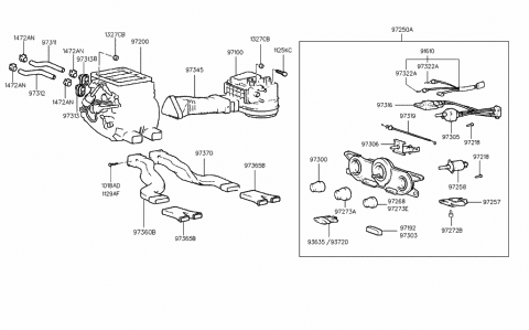 1997 Hyundai Tiburon Air Conditioning Switch Assembly Diagram for 97264-27000