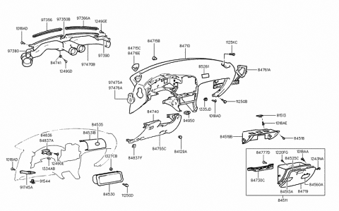 1997 Hyundai Tiburon Crash Pad Assembly-Main Diagram for 84710-27100-LK
