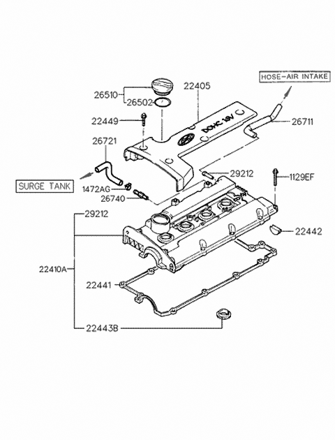 Genuine Hyundai 22410-22023 Rocker Cover Assembly Genuine Hyundai 22410-22023 Rocker Cover Assembly