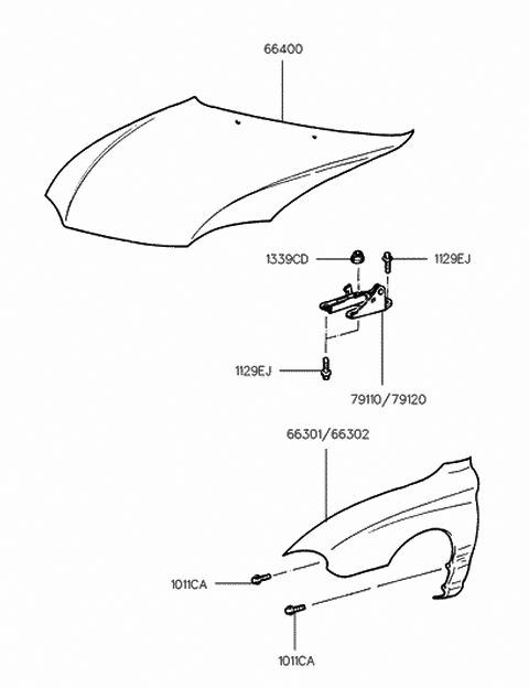 1998 Hyundai Tiburon Panel Assembly-Fender,LH Diagram for 66310-27020
