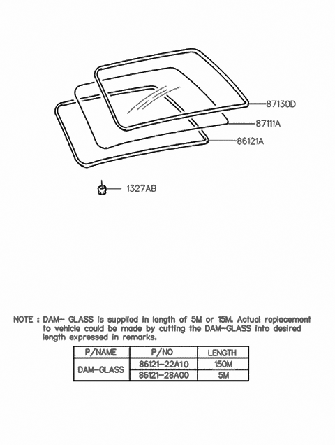 1997 Hyundai Tiburon Moulding-Rear Window Diagram for 87131-27000